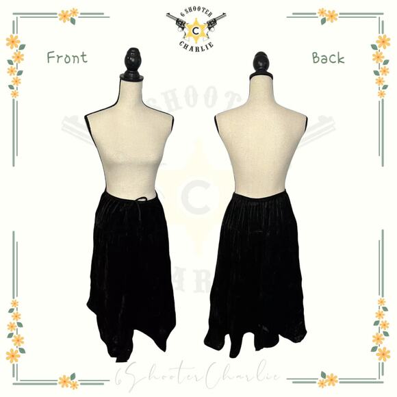 ZOEY BETH Women's Velvet Skirt Size Large Black Stretch A-Line Long Straight - Picture 1 of 6
